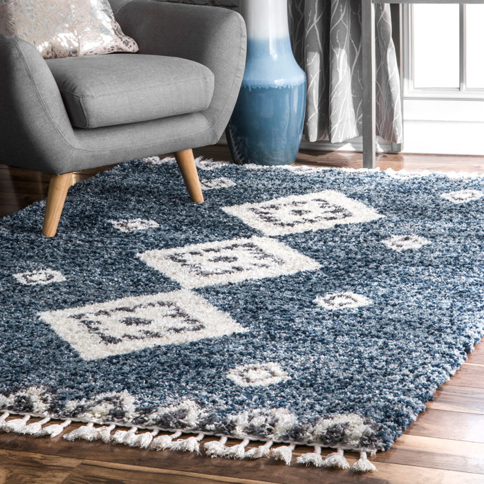 Union Rustic Hassan Geometric Blue Area Rug & Reviews Wayfair